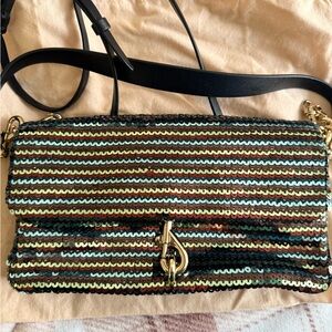 Rebecca Minkoff Sequin Striped Crossbody Bag - Black and Gold